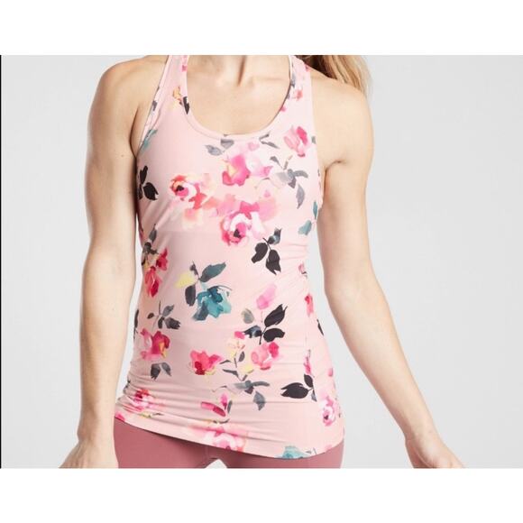 Athleta Tops - Women’s Athleta pink with floral design work out tank top size extra small